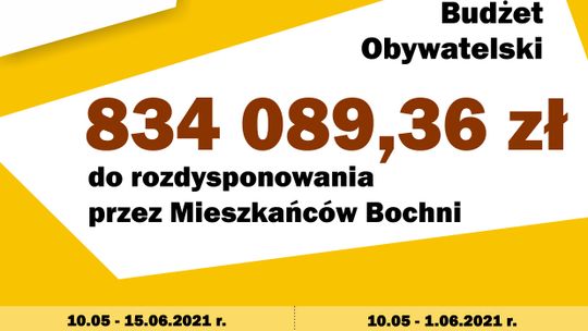 Bochnia. Ponad 834 tys. zł w siódmej edycji Budżetu Obywatelskiego