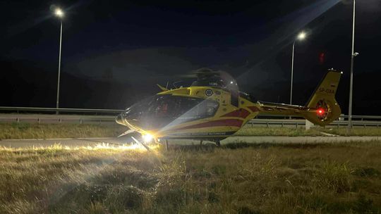 Ranny mężczyzna po eksplozji akumulatora. Lądował śmigłowiec LPR