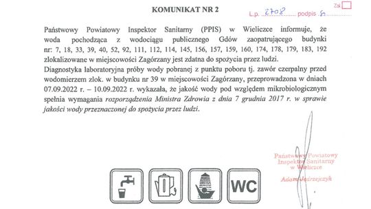 Woda w Zagórzanach zdatna do spożycia