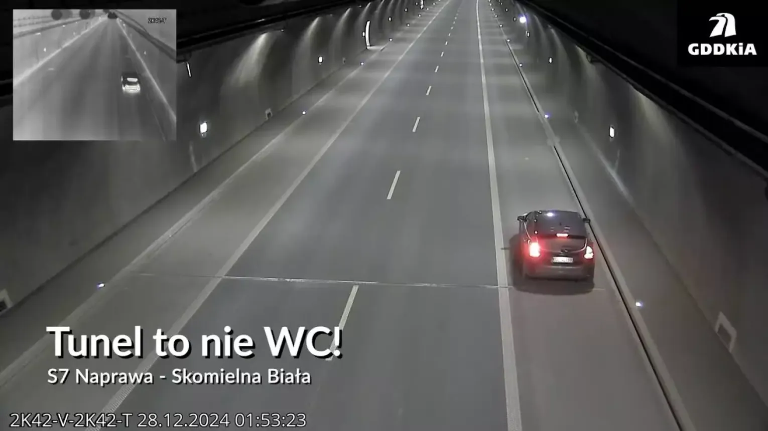 GDDKiA radzi udać się do lekarza a nie sikać w tunelu! Jest nagranie z incydentu na zakopiance