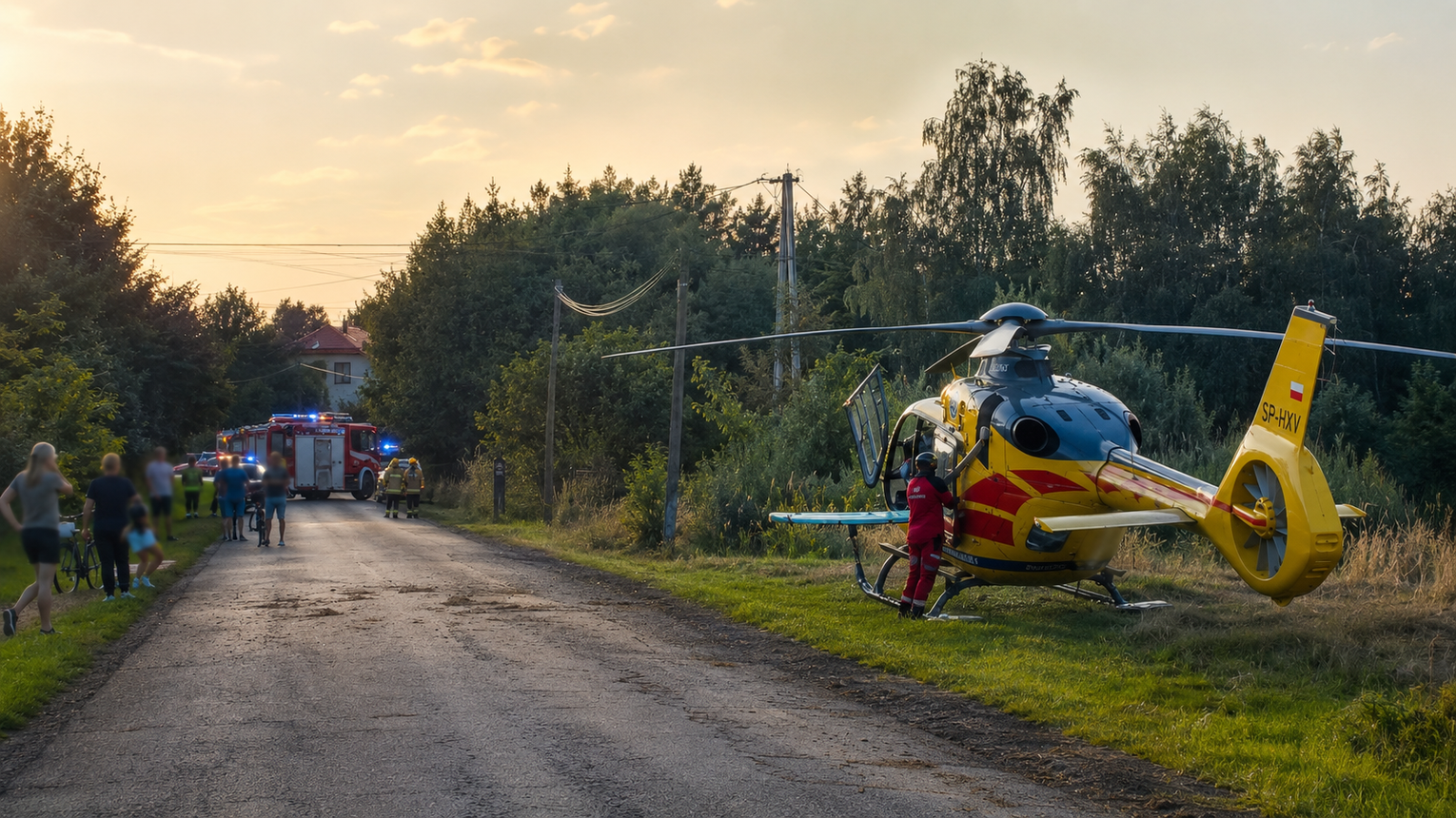 Tragiczny wypadek w Mietniowie. Jednoślad wpadł do rowu, wezwano śmigłowiec LPR
