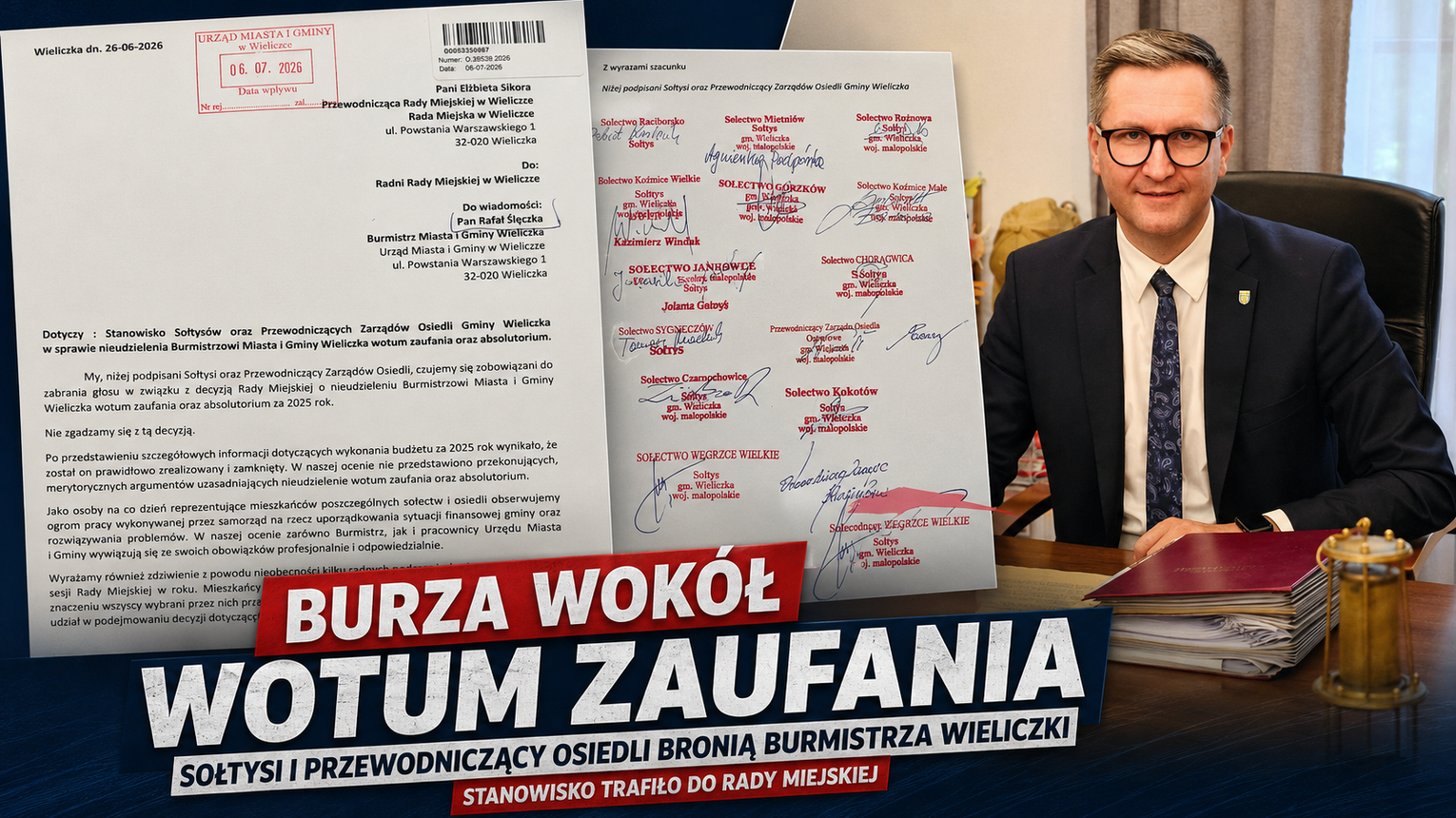 Sołtysi i przewodniczący osiedli bronią burmistrza Wieliczki. „Czerwona kartka” dla politycznej wojny w radzie!