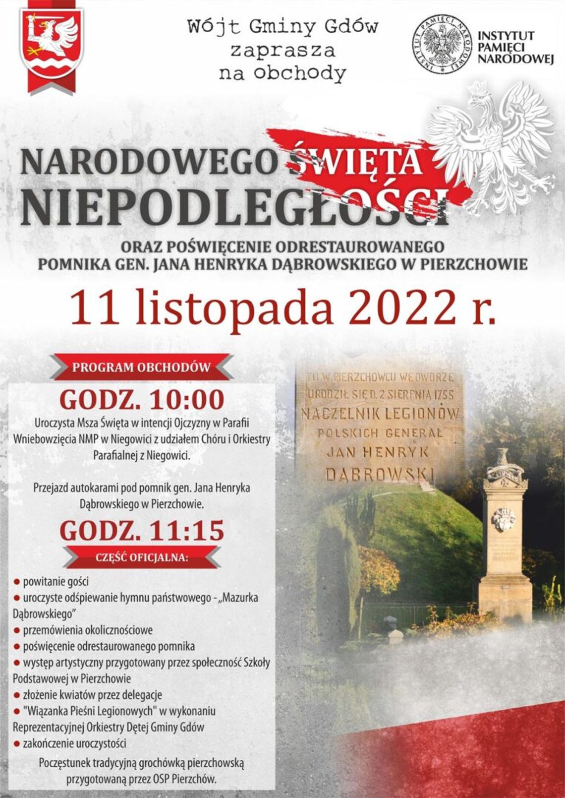 Gdów. Święto Niepodległości w miejscu urodzenia bohatera Hymnu Narodowego