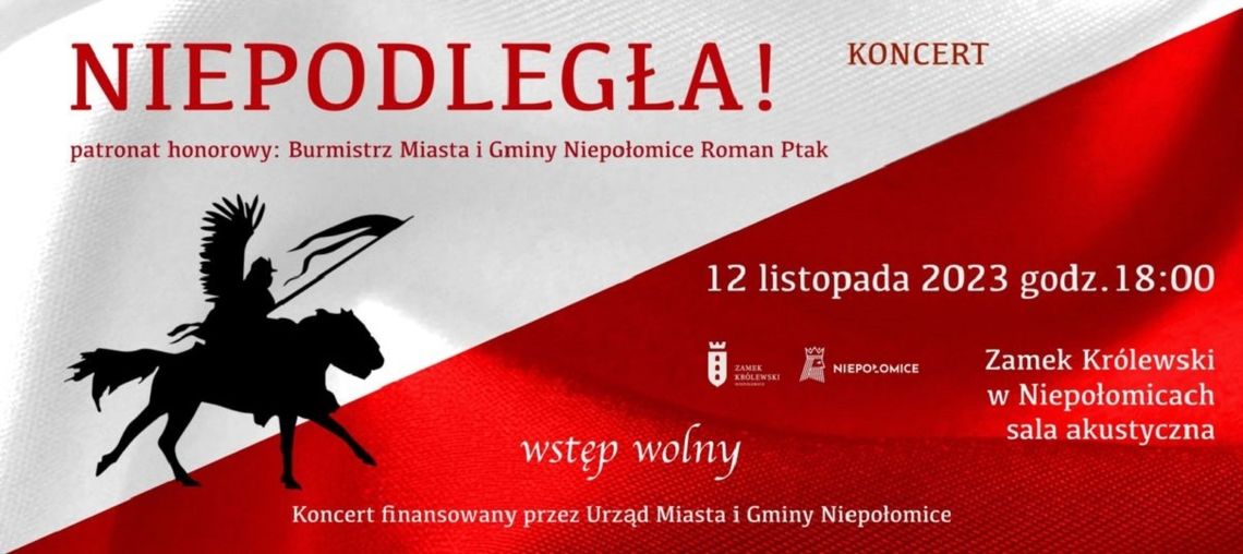 Niepołomice. Zapraszamy na koncert “Niepodległa!”