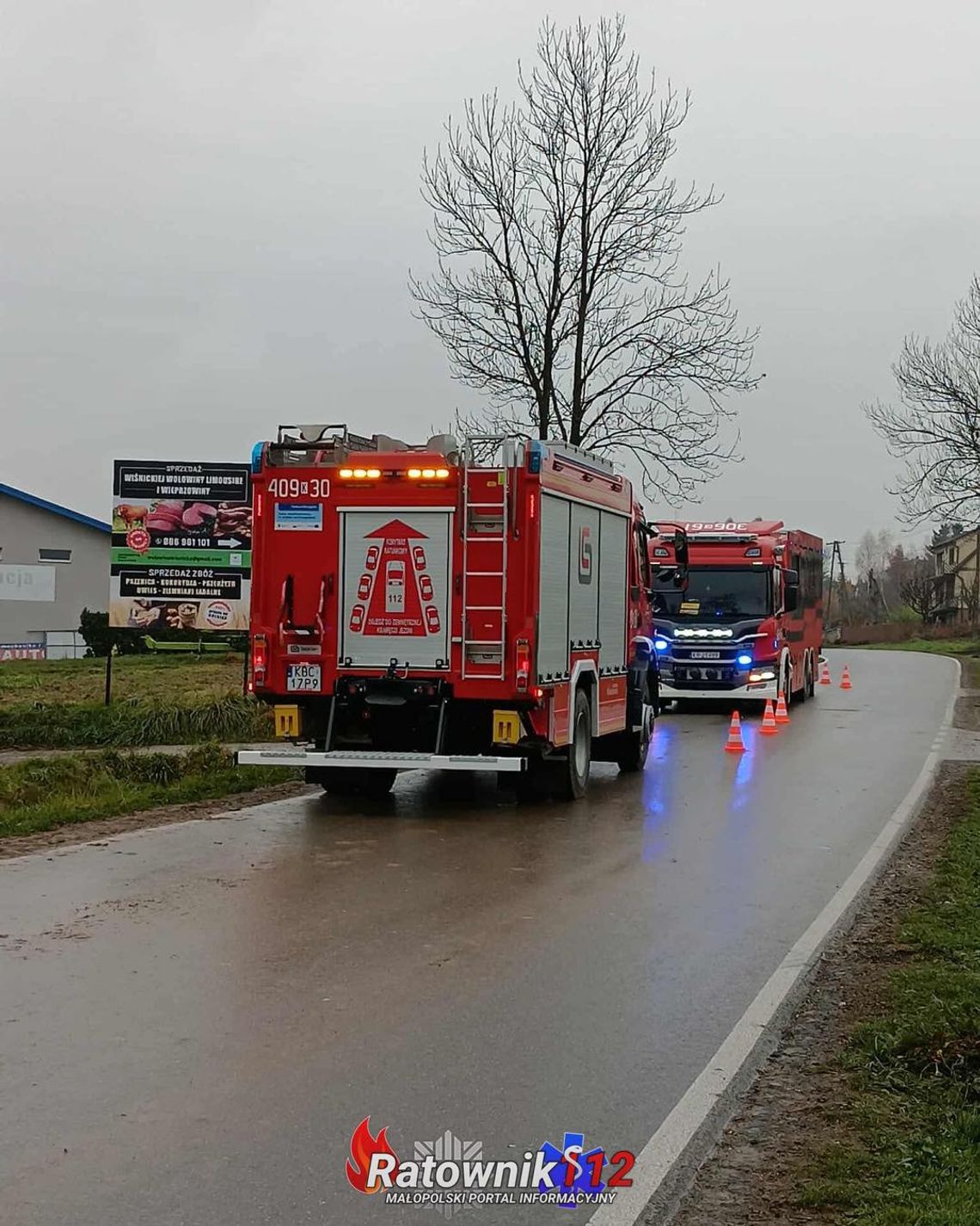 Nieznana substancja na składowisku kukurydzy straż i policja na miejscu Nieznana substancja na składowisku kukurydzy straż i policja na miejscu