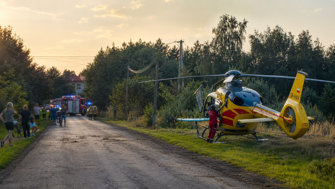 Tragiczny wypadek w Mietniowie. Jednoślad wpadł do rowu, wezwano śmigłowiec LPR Tragiczny wypadek w Mietniowie. Jednoślad wpadł do rowu, wezwano śmigłowiec LPR