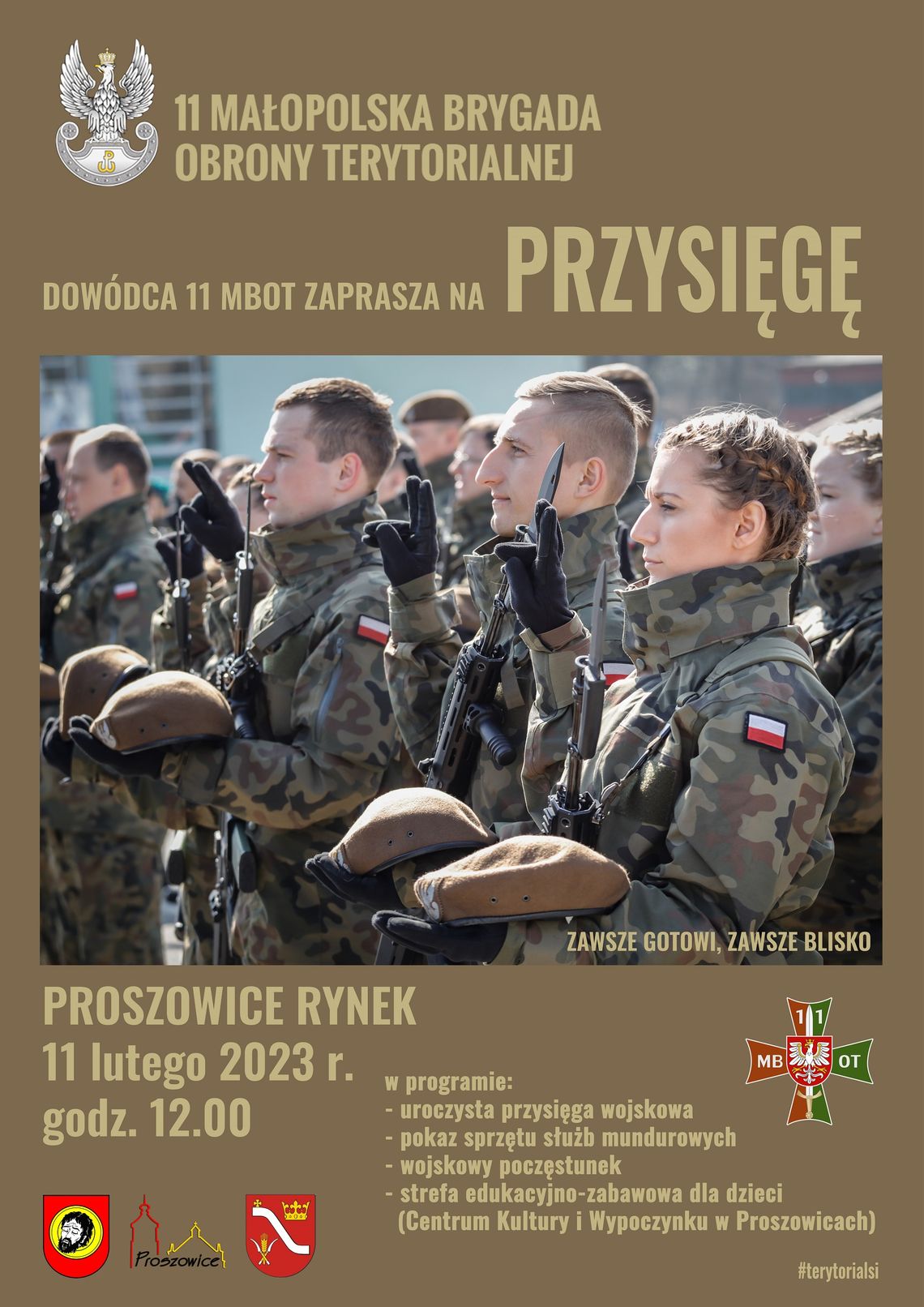 Proszowice. Uroczysta przysięga wojskowa Żołnierzy 11 Małopolskiej Brygady Obrony Terytorialnej