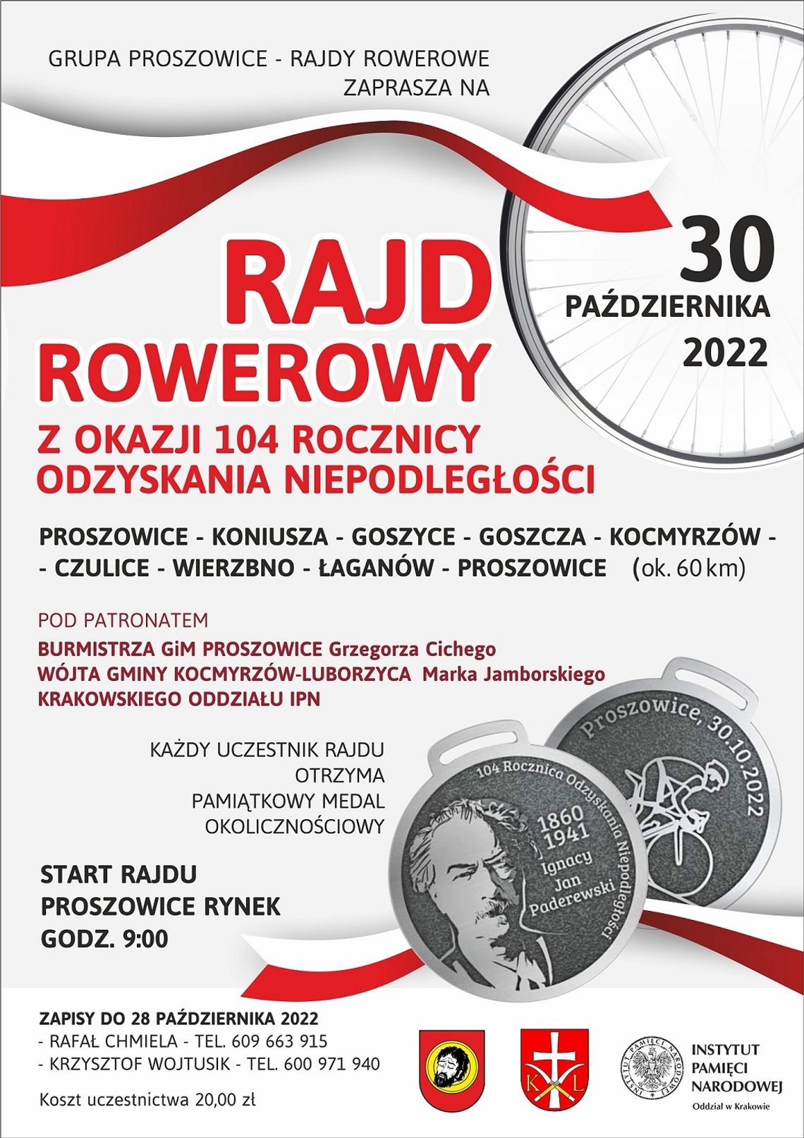 Proszowice. Zapraszamy na Rajd Rowerowy z okazji 104. rocznicy Odzyskania Niepodległości