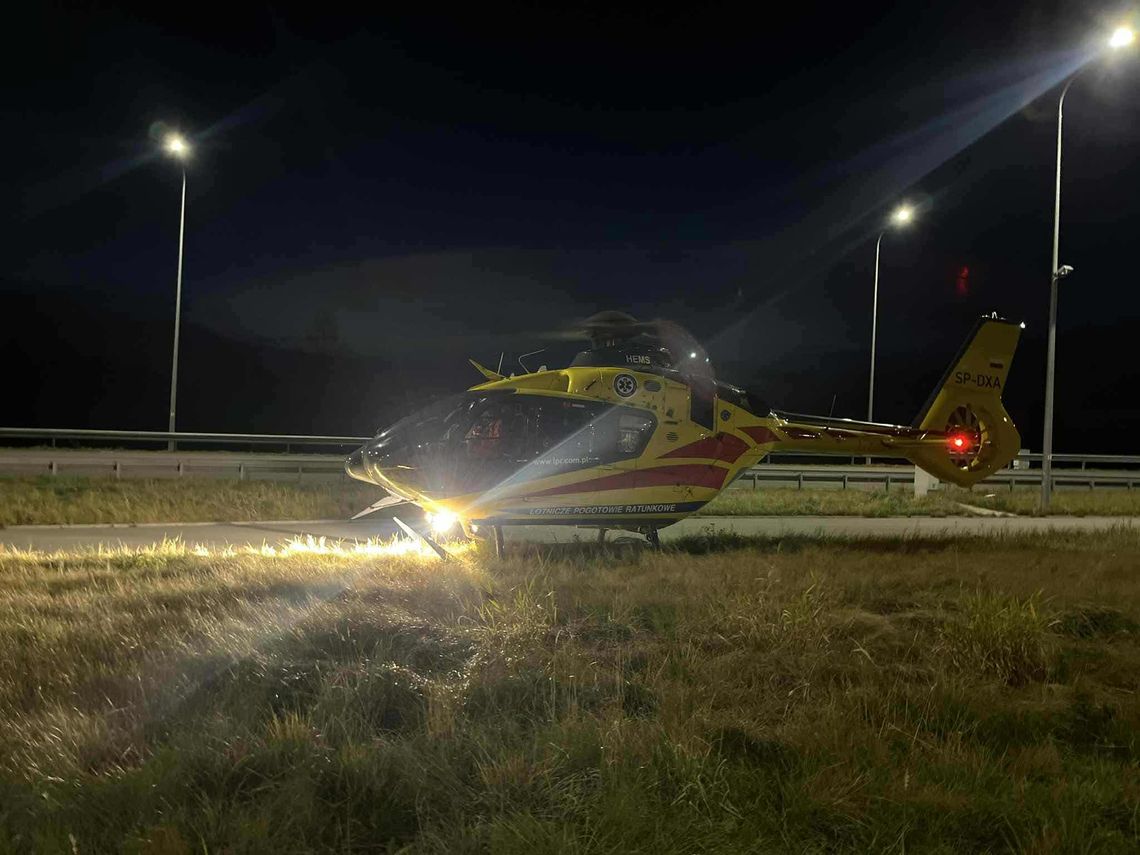 Ranny mężczyzna po eksplozji akumulatora. Lądował śmigłowiec LPR