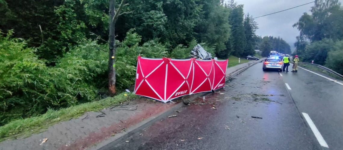 Tragiczny wypadek w Krośnicy. 76-letni kierowca zginął po zjechaniu z drogi Tragiczny wypadek w Krośnicy. 76-letni kierowca zginął po zjechaniu z drogi