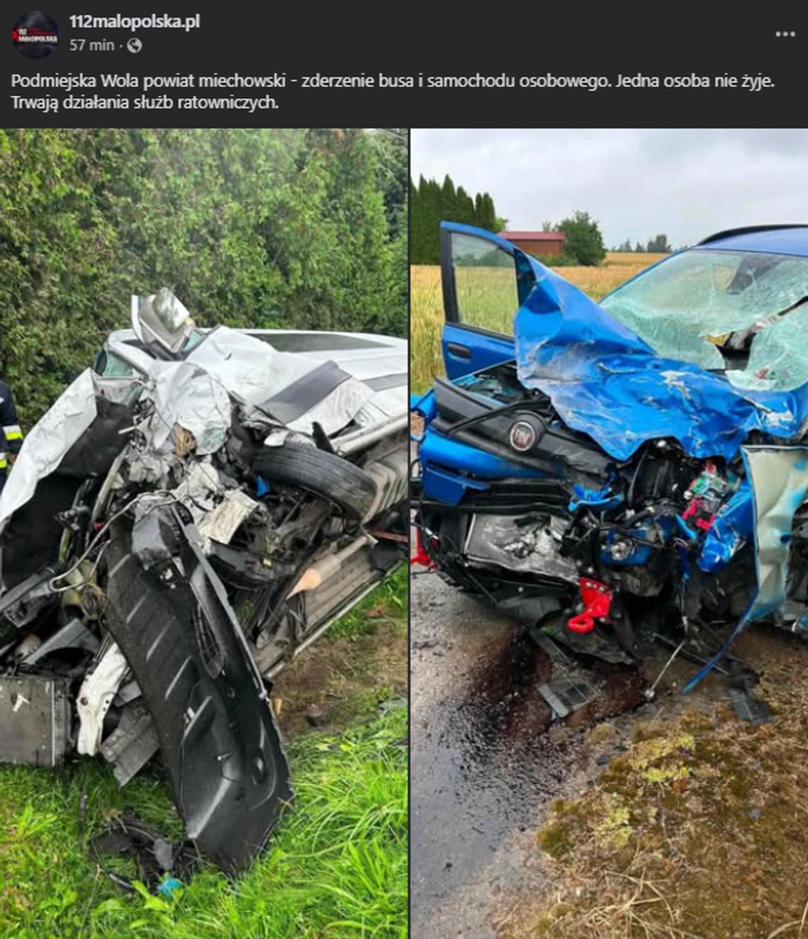 Tragiczny wypadek w powiecie miechowskim. Nie żyje kierowca samochodu osobowego Tragiczny wypadek w powiecie miechowskim. Nie żyje kierowca samochodu osobowego
