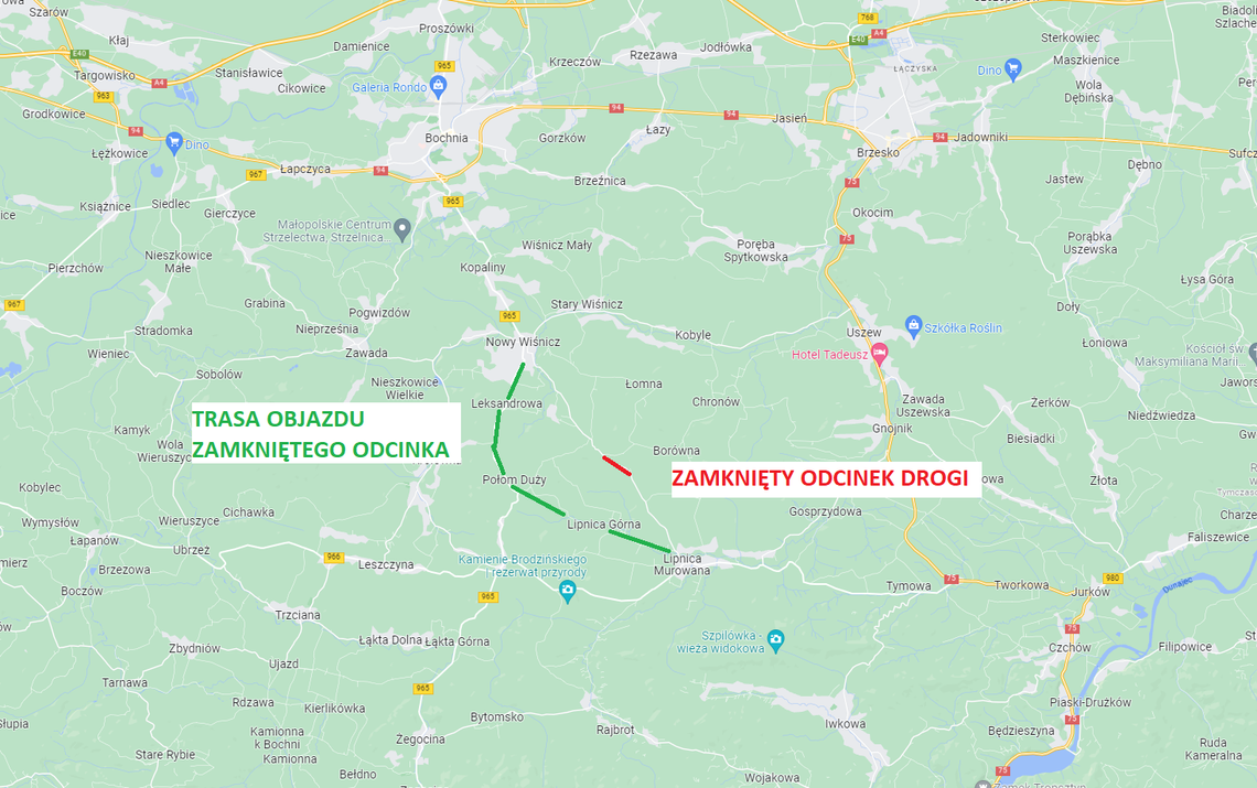 Uwaga! Zamknięta droga powiatowa w Lipnicy Górnej