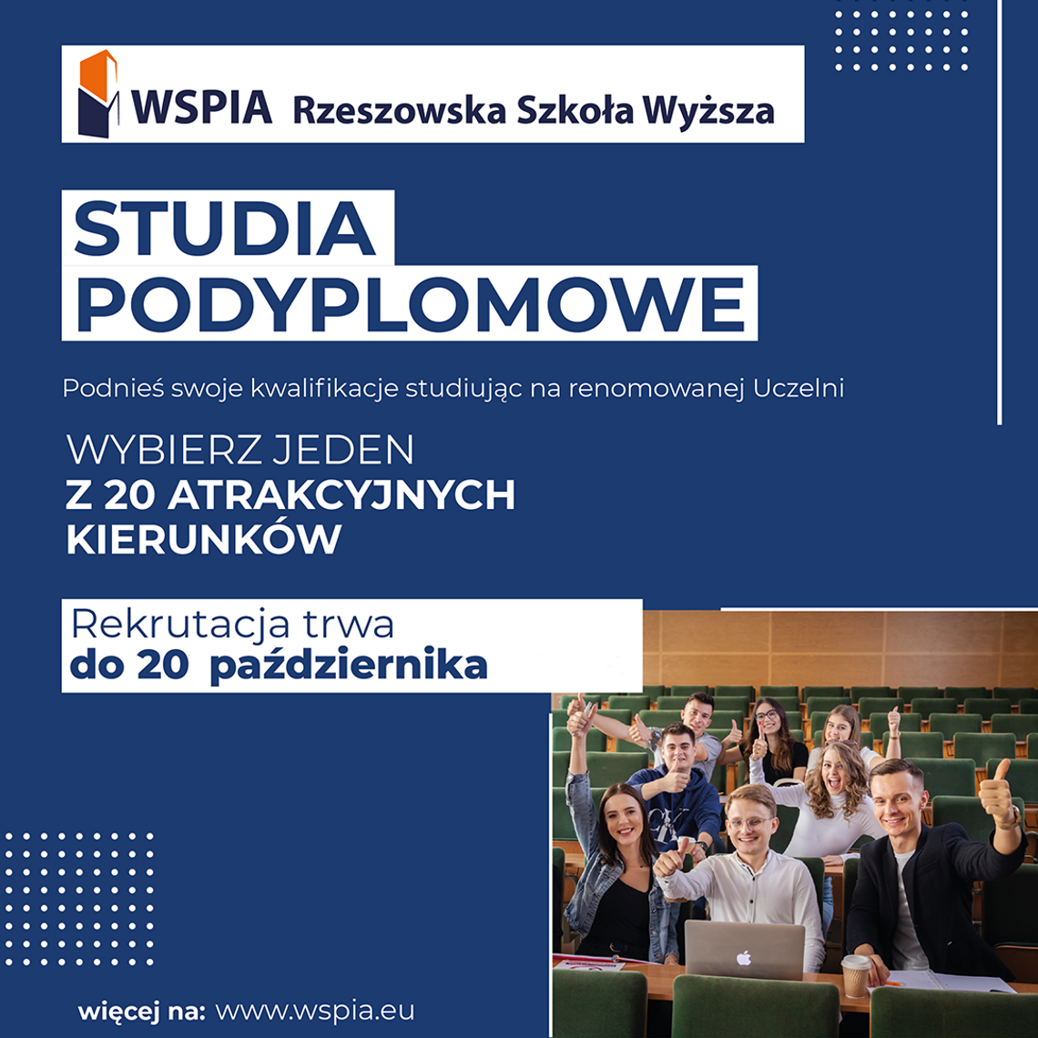 Wybierz Studia Podyplomowe w WSPiA i wejdź na wyższy poziom kariery zawodowej!