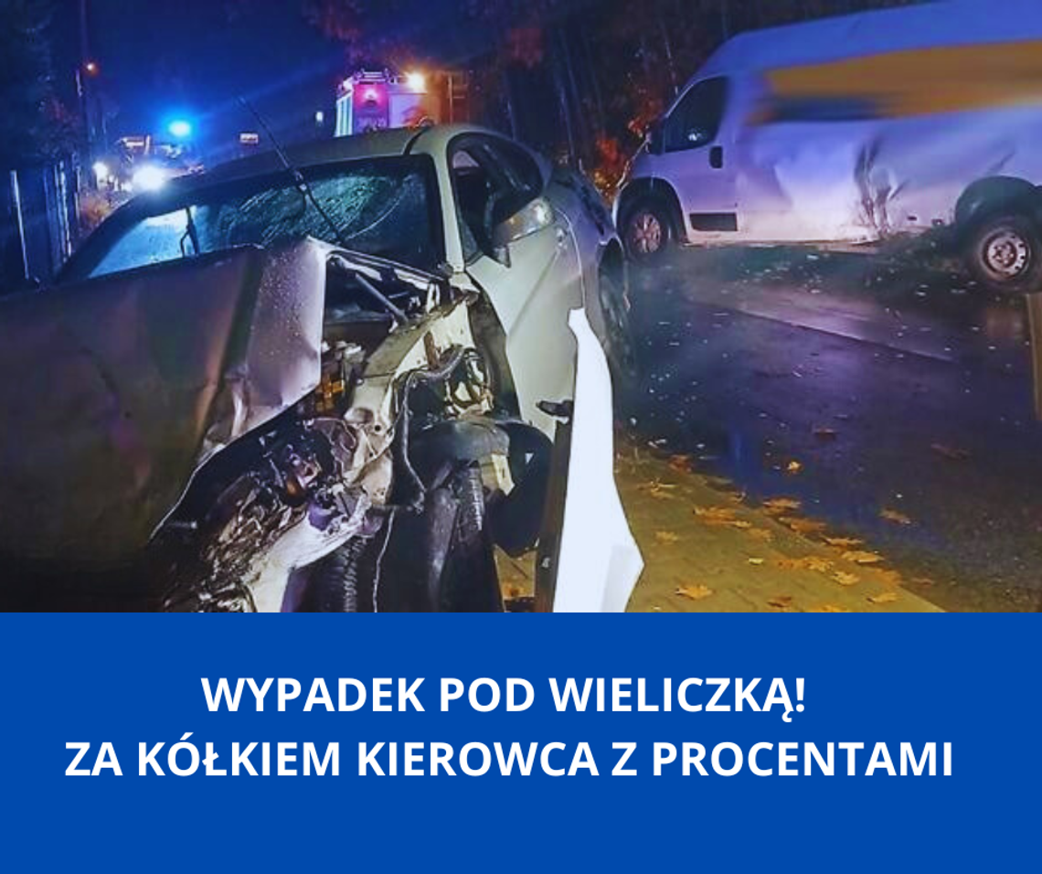 Wypadek pod Wieliczką! Za kółkiem kierowca z procentami