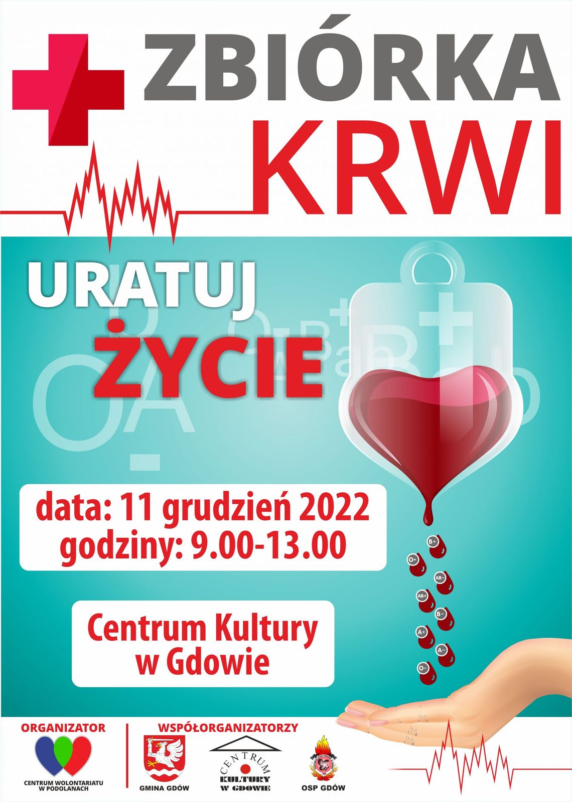 Zbiórka krwi już 11 grudnia w Centrum Kultury w Gdowie