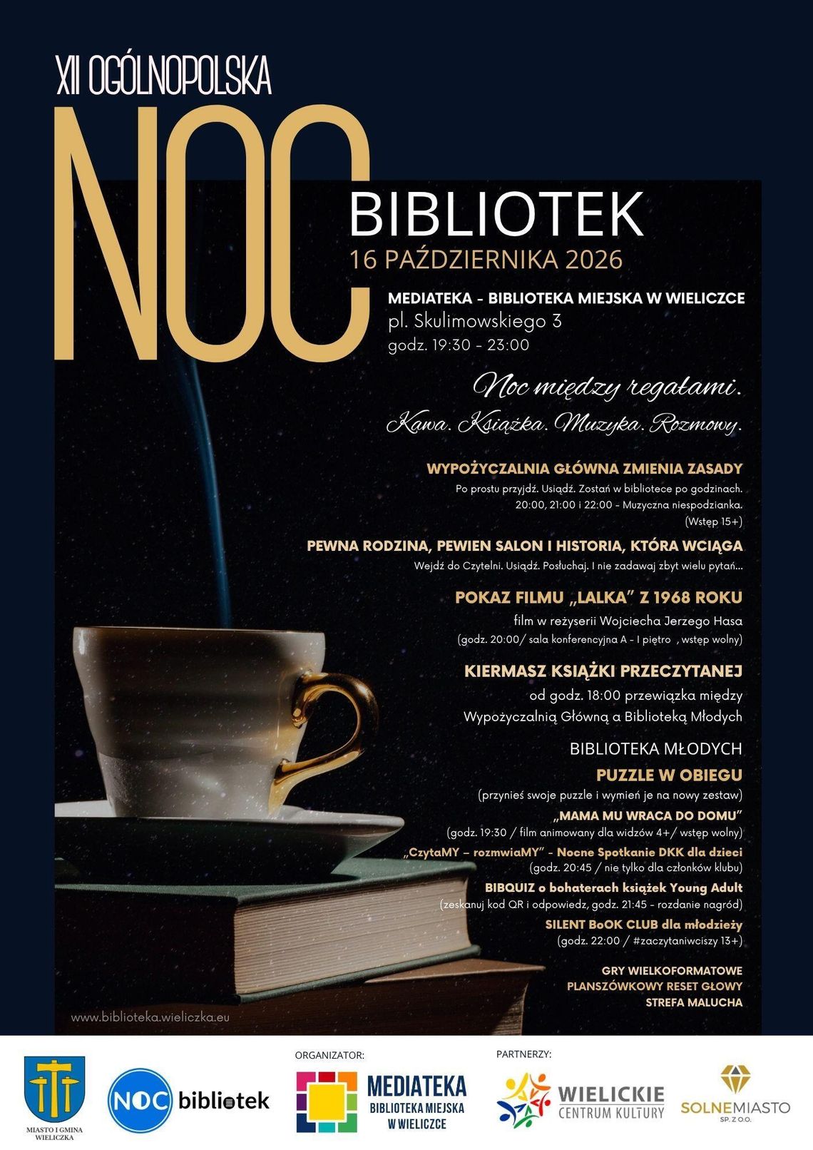 NOC MIĘDZY REGAŁAMI. KAWA. KSIĄŻKI. MUZYKA. ROZMOWY.